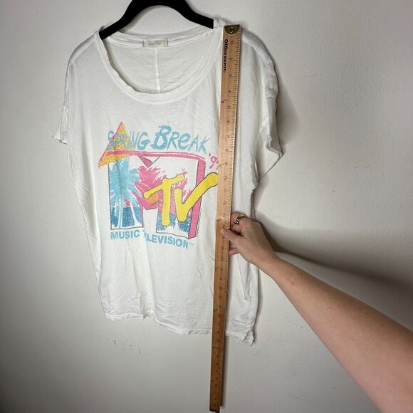 Junkfood Tees White Spring Break '94 MTV Pastel Graphic Short Sleeve Tee Large - Picture 10 of 12